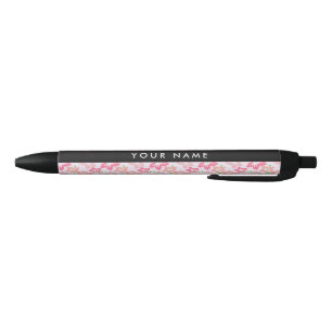 Pink Hibiscus, Pink Flowers, Your Name Pen