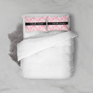 Pink Hibiscus, Pink Flowers, Your Name Pillow Case
