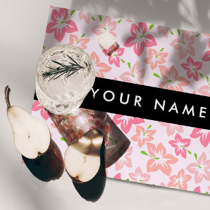 Pink Hibiscus, Pink Flowers, Your Name Placemat