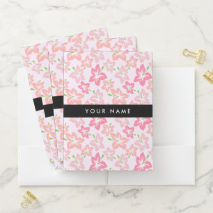 Pink Hibiscus, Pink Flowers, Your Name Pocket Folder