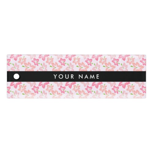 Pink Hibiscus Pink Flowers Your Name Ruler