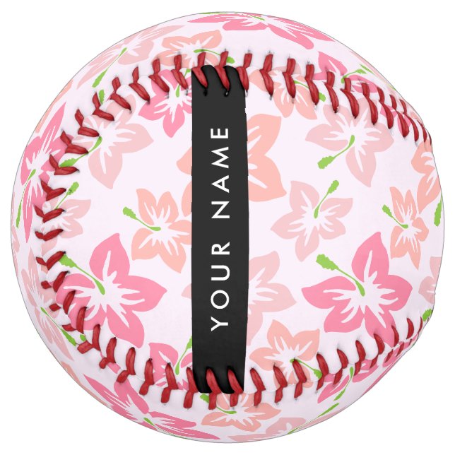 Pink Hibiscus, Pink Flowers, Your Name Softball (Front Left)