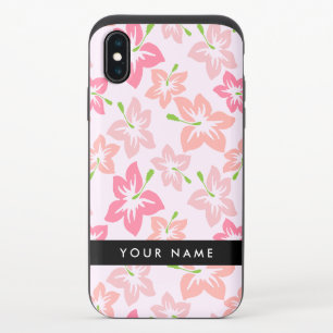 Pink Hibiscus, Pink Flowers, Your Name iPhone XS Slider Case