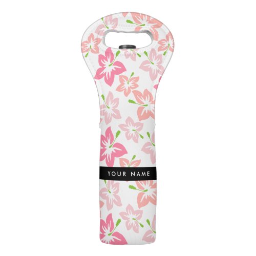 Pink Hibiscus Pink Flowers Your Name Wine Bag