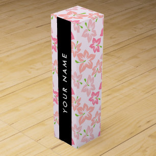 Pink Hibiscus, Pink Flowers, Your Name Wine Box