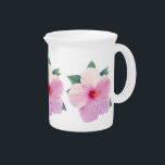 Pink Hibiscus Pitcher<br><div class="desc">This lovely white pitcher is decorated with pretty pink hibiscus flowers.</div>