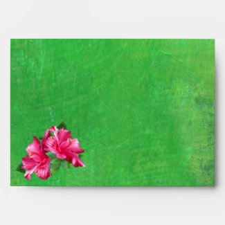 Pink Hibiscus Queen Green A7 Envelopes