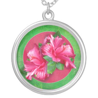 Pink Hibiscus Queen Round Necklace