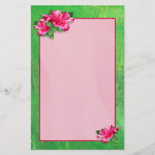 Pink Hibiscus Queen Stationery (Front)