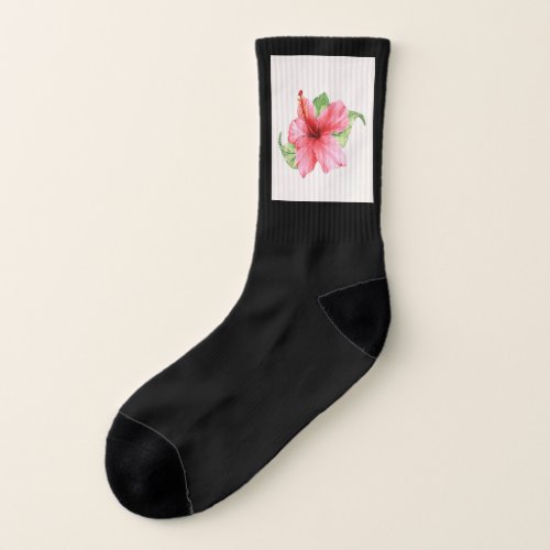 Pink Hibiscus Single Flower Socks