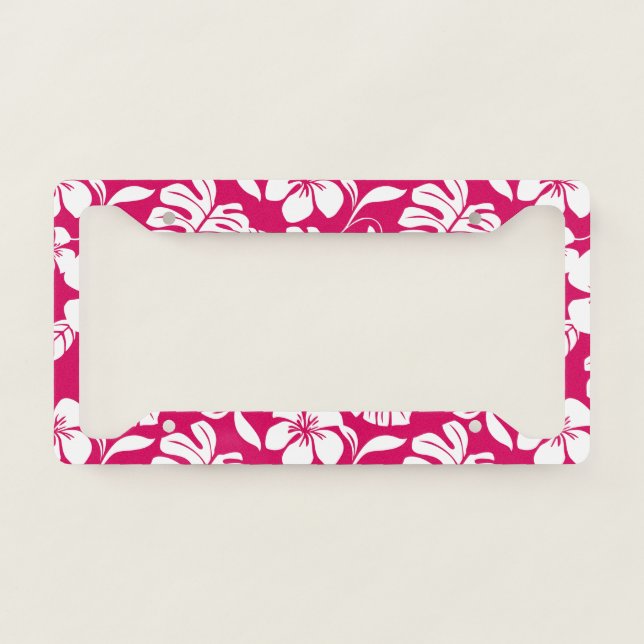 PINK HIBISCUS (STRAWBERRY RED) LICENSE PLATE FRAME (Front)