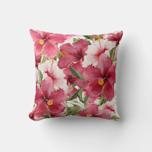 Pink Hibiscus Throw Pillow
