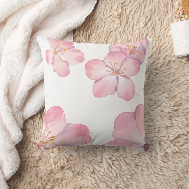 Pink hibiscus  throw pillow (Blanket)