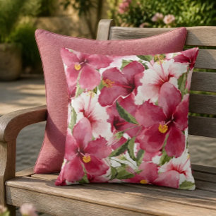 Pink Hibiscus Throw Pillow
