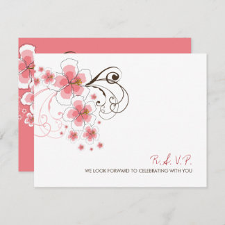 Pink Hibiscus Tropical Beach Wedding RSVP Card