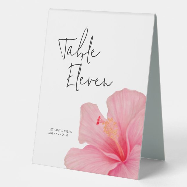 Pink Hibiscus • Tropical Bloom • Destination Table Tent (Front)