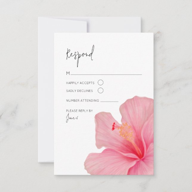 Pink Hibiscus • Tropical Bloom RSVP • Destination (Front)