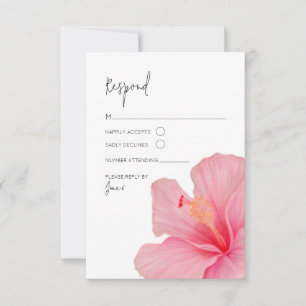 Pink Hibiscus • Tropical Bloom RSVP • Destination Card