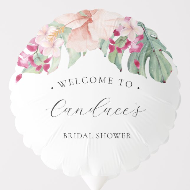 Pink Hibiscus Tropical Bridal Shower Balloon (Front)
