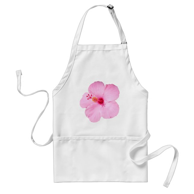 Pink Hibiscus Tropical Flower Adult Apron (Front)
