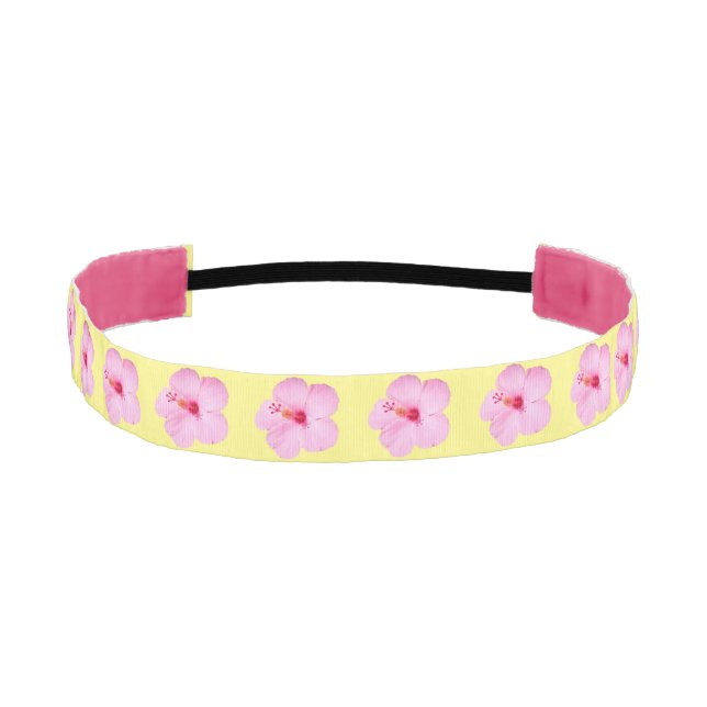 Pink Hibiscus Tropical Flower Athletic Headband (Front)