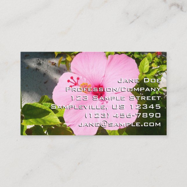 Pink Hibiscus Tropical Flower Business Card (Front)