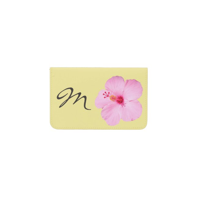 Pink Hibiscus Tropical Flower Card Holder (Front Horizontal)