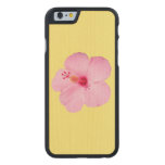 Pink Hibiscus Tropical Flower Carved Maple iPhone 6 Slim Case