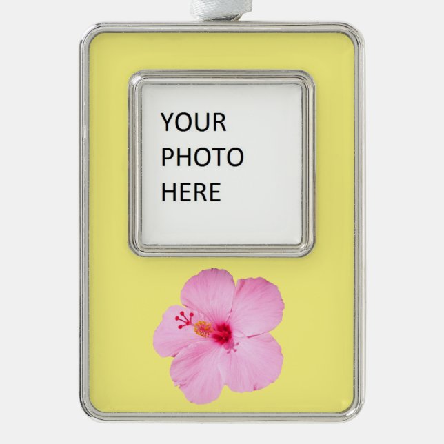 Pink Hibiscus Tropical Flower Christmas Ornament (Front)