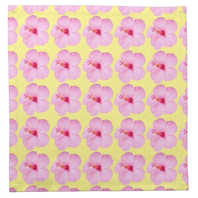 Pink Hibiscus Tropical Flower Cloth Napkin (Front)