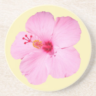 Pink Hibiscus Tropical Flower Coaster