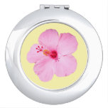 Pink Hibiscus Tropical Flower Compact Mirror