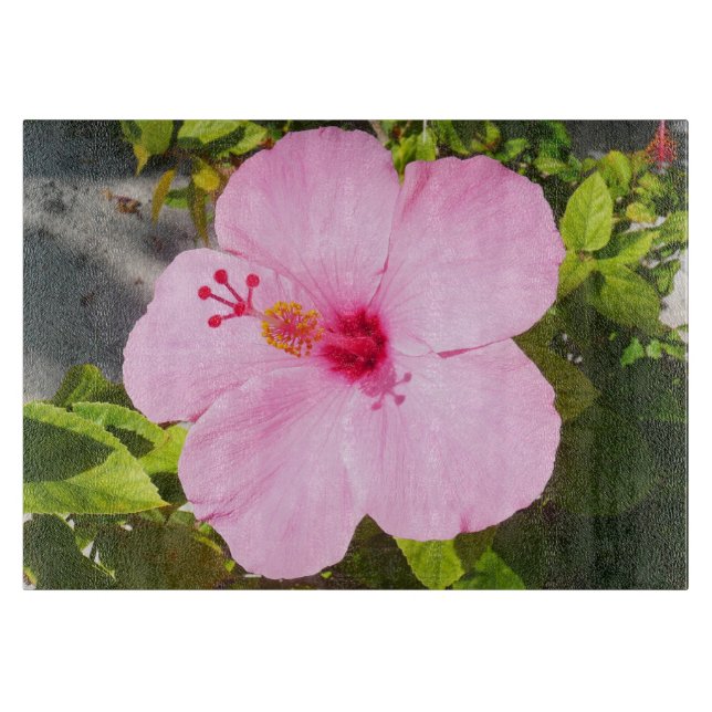 Pink Hibiscus Tropical Flower Cutting Board (Front)