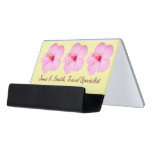 Pink Hibiscus Tropical Flower Desk Business Card Holder