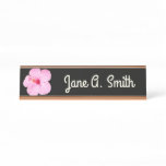 Pink Hibiscus Tropical Flower Desk Name Plate