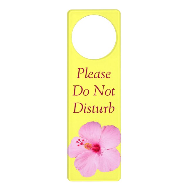 Pink Hibiscus Tropical Flower Door Hanger (Front)