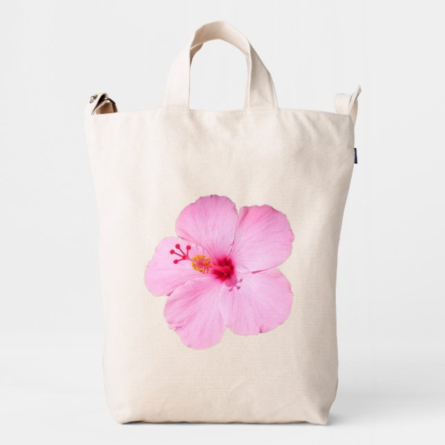 Pink Hibiscus Tropical Flower Duck Bag (Front)