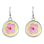Pink Hibiscus Tropical Flower Earrings