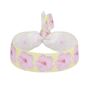 Pink Hibiscus Tropical Flower Elastic Hair Tie