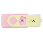 Pink Hibiscus Tropical Flower Flash Drive