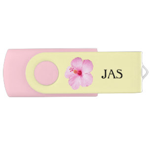 Pink Hibiscus Tropical Flower Flash Drive