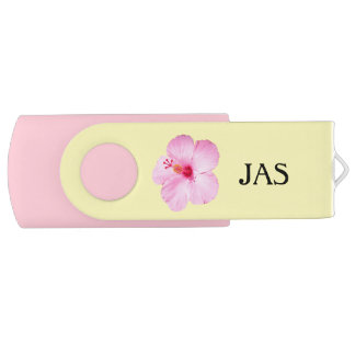 Pink Hibiscus Tropical Flower Flash Drive