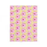 Pink Hibiscus Tropical Flower Fleece Blanket
