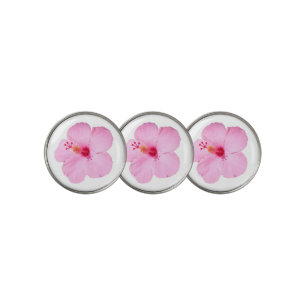 Pink Hibiscus Tropical Flower Golf Ball Marker