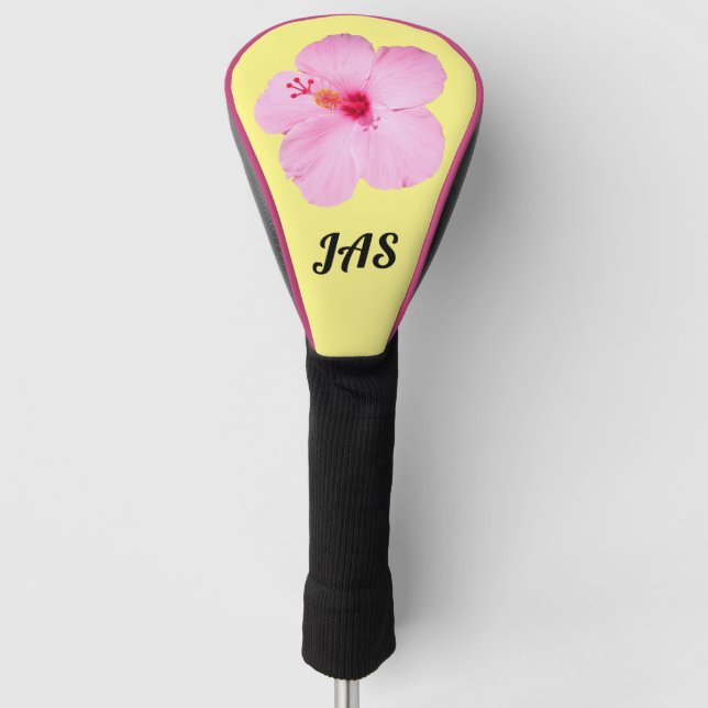Pink Hibiscus Tropical Flower Golf Head Cover (Front)