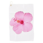 Pink Hibiscus Tropical Flower Golf Towel