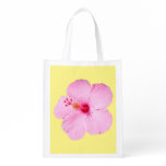 Pink Hibiscus Tropical Flower Grocery Bag