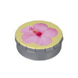 Pink Hibiscus Tropical Flower Jelly Belly Candy Tin