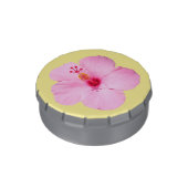 Pink Hibiscus Tropical Flower Jelly Belly Candy Tin (Side)