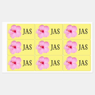 Pink Hibiscus Tropical Flower Labels